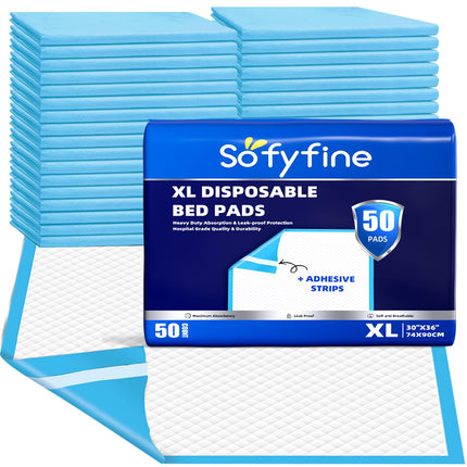 SOFYFINE 100 Count Bed Pads 30"x36" (No Adhesive Strip) Thicken Adults Incontinence Underpads Disposable, Heavy Duty Absorbent Chucks Waterproof, XL Extra Large Puppy Pee Training Pad