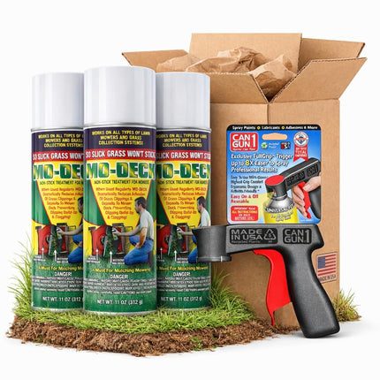 Mo Deck Lawn Mower A Nonstick Spray with CanGun1 – Pressurized Deters Grass & Clipping Buildup Reduces Clumping, Protects Deck from Corrosion, Easy Metal-Safe Spray-On by Flyleaf PRO (3 Cans - 11 oz.)