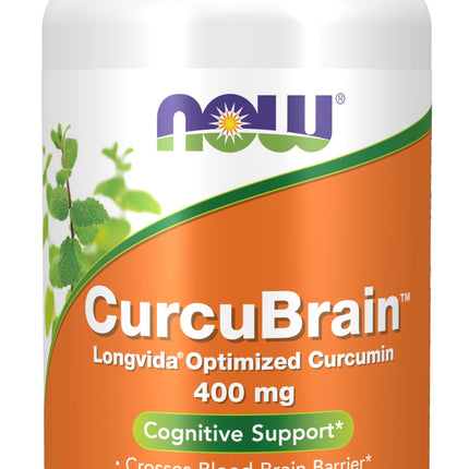 NOW Supplements, CurcuBrain™ 400 mg with Longvida® Optimized Curcumin, 50 Veg Capsules