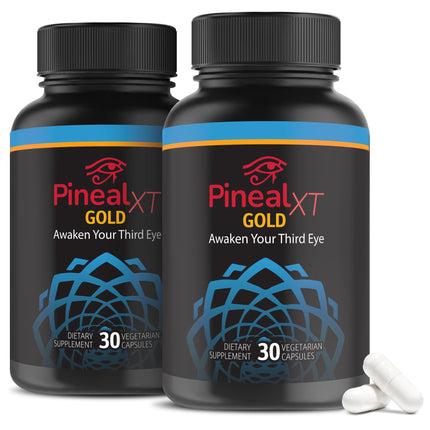 Nutraville Pineal XT Gold - Pineal Gland Supplement - Third Eye Awakening - Focus and Memory Supplement for Brain - 7 Powerful Ingredients Decalcify, Detox, and Activate Your Pineal Gland, 2 Pack
