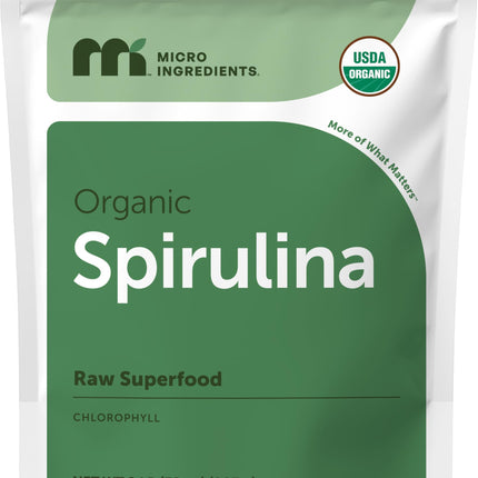 Micro Ingredients Organic Spirulina Powder, 2lb | Blue-Green Algae, Rich in Vegan Protein, Vitamins & Minerals | Source of Natural Chlorophyll & Enzymes | Non-GMO, Gluten-Free, No Additives