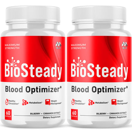 (2 Pack) Biosteady Blood Optimizer Capsules, Official Bio Steady Pills with All Natural Ingredients, Biosteady Advanced Health & Wellness Supplement with Maximum Strength Multivitamins (120 Capsules)