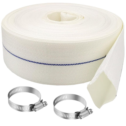 Ahzemepinyo 2IN x 164FT Pool Backwash Hose Heavy Duty Drain Discharge Hose LayFlat Garden Hose with 2 Clamps,Weatherproof Burst Resistant for Water Transfer, Sump Pump, Pool Filter, Pool Drain