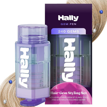 Hally Hair Gem Pen Kit with 240 Stick-On Hair Gems and Stamper Tool