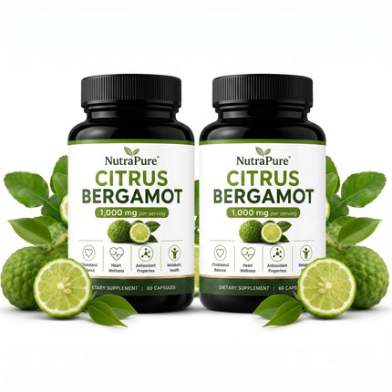 Nutrapure Citrus Bergamot Extract 1000mg Per Serving – Premium Bergamot Supplement with 40% Polyphenols, Daily Wellness Formula for Men & Women (2 pcs)