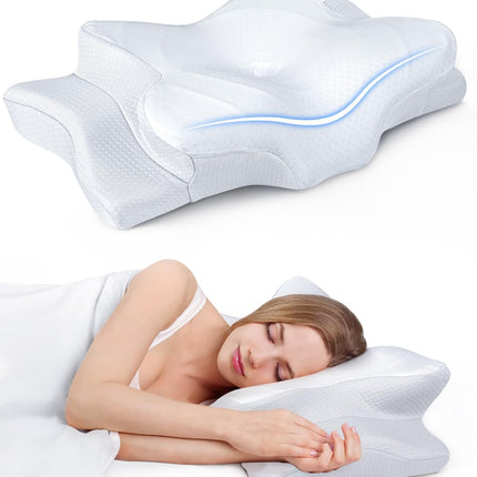 Ultra Pain Relief Cooling Pillow for Neck Support, Adjustable Cervical Pillow Cozy Sleeping, Odorless Ergonomic Contour Memory Foam Pillows, Orthopedic Bed Pillow for Side Back Stomach Sleeper