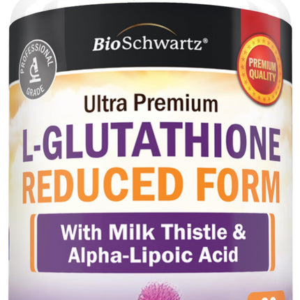 BioSchwartz Reduced Glutathione Supplement 500mg with Alpha Lipoic Acid 50mg & Milk Thistle 100mg - Glutathione Reduced Form - Gluten-Free, Third Party Quality Tested - 30 Capsules, 30 Day Supply
