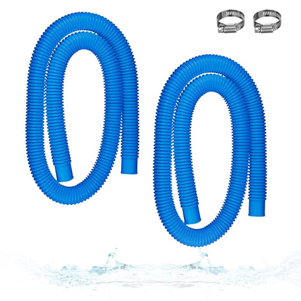 1.5" x 59" Pool Hoses for Above Ground Pools – 2-Pack Pool Pump Replacement Hose with 8 Clamps, Compatible with Intex, Coleman, Summer Waves Pool Pumps & Filters (Blue 2pcs-1.5“)