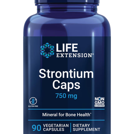 Life Extension Strontium Caps, Trace Mineral for Advanced Bone Health Support, Gluten Free, Non-GMO, Vegetarian, 90 Capsules