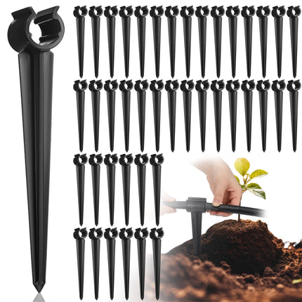 Quzzil 50 Pcs Irrigation Drip Support Stakes 1/2 Inch Tubing Hose Holder, Pipe Universal Drip Lines Tubing Hose for Gardening Patio Lawn Irrigation Growing