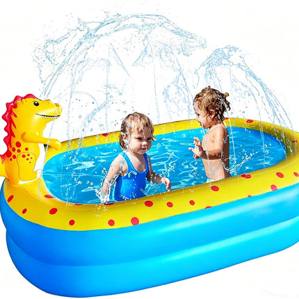 Inflatable Swimming Pool for Kids with Sprinkler, 67x41x32in Family Size Backyard Summer Water Play