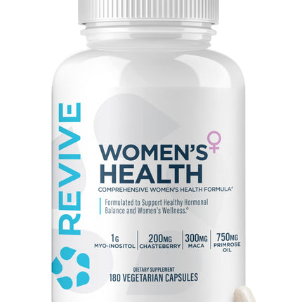 Revive MD Hormone Balance for Women – Hormone Support Supplement w/Myo-Inositol, Chaste Berry, DIM, Vitamins C & E, Evening Primrose Oil – Health & Hormonal Balance (180 Capsules, 30 Servings)