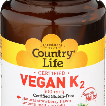 Country Life Vegan K2 Melts 500 MCG, 60 CT
