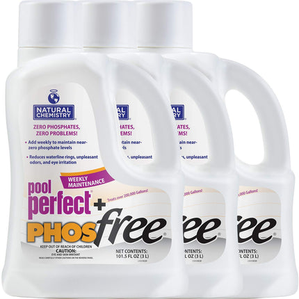 Natural Chemistry Pool Perfect + Phosfree, 3 L, 3 Pack, Phosphate Remover, Reduces Waterline Rings, Unpleasant Odors & Eye Irritation