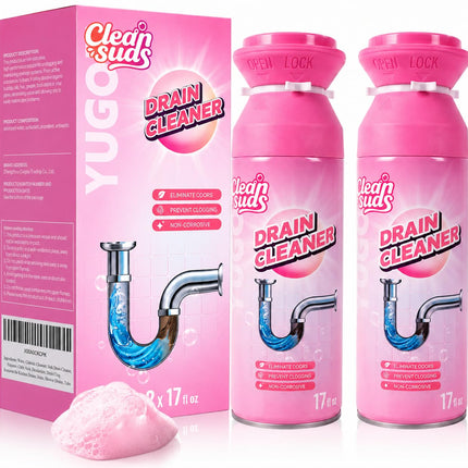 Yugou Foaming Sink Drain Cleaner & Deodorizer, Drain Clog Remover (2pcs)
