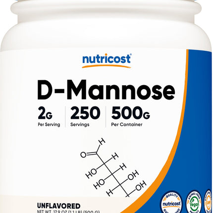 Nutricost D-Mannose Powder 500 Grams (250 Servings) - Vegan, Non-GMO and Gluten Free