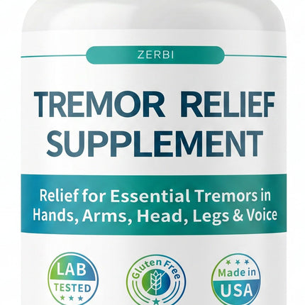 ZERBI Essential Tremor Relief Herbal Supplement – for Hand, Arm, Head, Leg & Voice Tremors – with Skullcap, Passionflower & Valerian – 90 Capsules