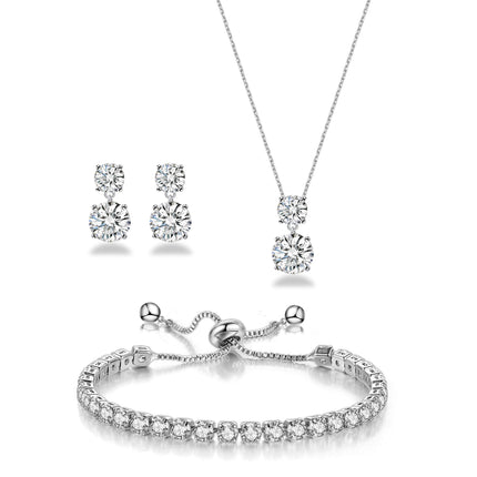 3-Piece Cubic Zirconia Wedding Jewelry Set for Women Bride Bridesmaid Gift