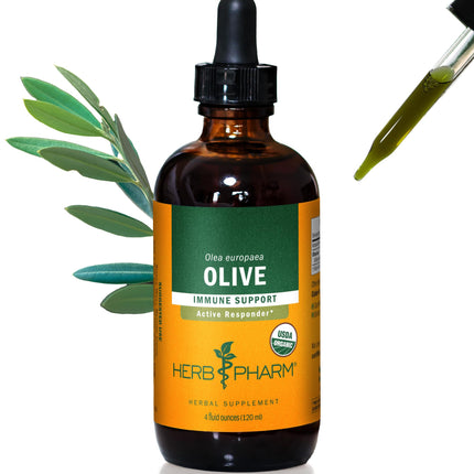 Herb Pharm Certified Organic Olive Leaf Liquid Extract Drops for Immune System Support, 4 Oz
