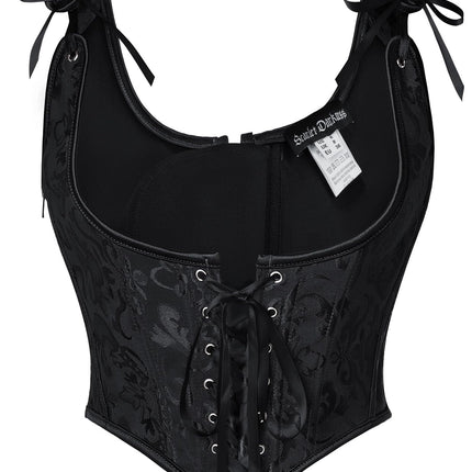 Scarlet Darkness Underbust Corset Top for Women Renaissance Lace Up Corset Belt Black Size 8