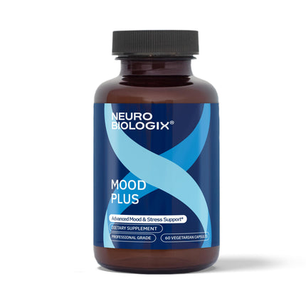 Neurobiologix Mood Plus for Men and Women, Mood & Stress Support Supplement with GABA, 5-HTP, Ashwagandha, Magnesium & Chamomile for Emotional Balance, Relaxation & Serotonin Support, 60 Capsules
