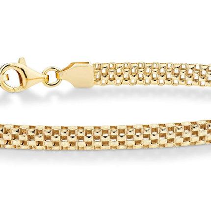 Miabella 18K Gold Plated 925 Sterling Silver Italian 4mm Mesh Link Chain Bracelet for Women 925 Italy (7.0 Inches)