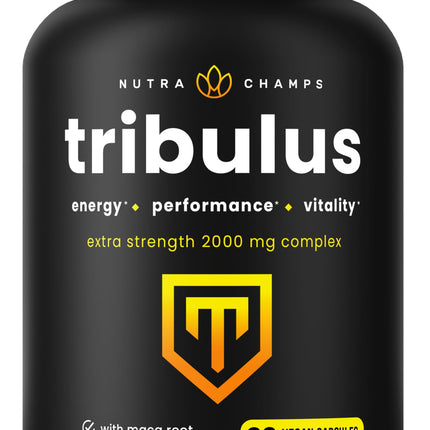 NutraChamps Tribulus Terrestris for Men, 2000mg Supplement Booster for Energy, Vitality, Stamina & Performance, Extra Strength Saponins, 90 Vegan Capsules