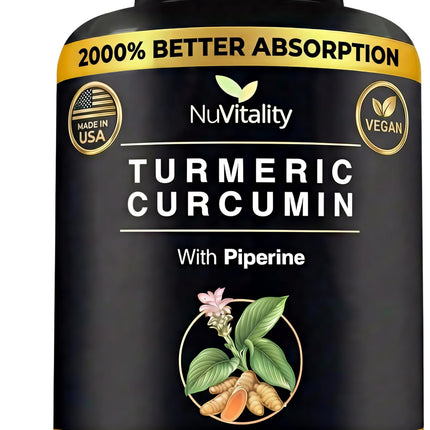 Turmeric Curcumin Supplement with Black Pepper Extract (Piperine) - 95% Curcuminoids for Joint & Healthy Inflammation Support - Enhanced Absorption Vegan Turmeric Supplement - 120 Capsules