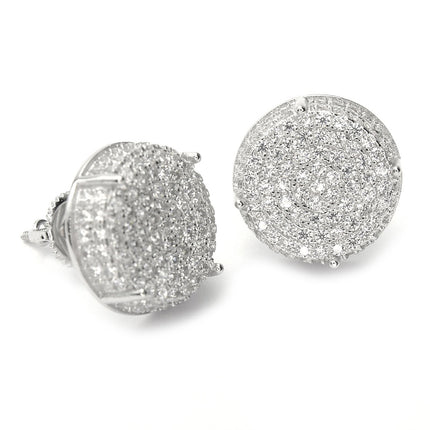 Men's XL 1/2 Inch Full Iced Cubic Zirconia Round Prong Setting Screw Back Earring BE 11403 S