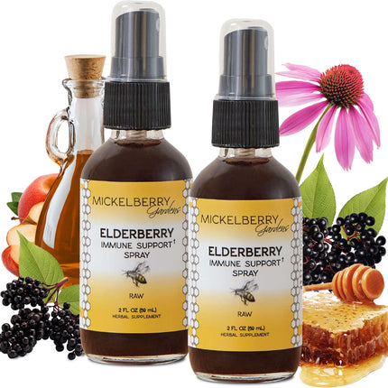 Mickelberry Gardens Elderberry Honey Propolis Throat Spray - Natural Immune Support and Throat Coat for Kids and Adults, 2 Ounces (Pack of 2)