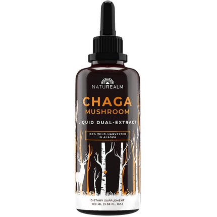 Naturealm Chaga Mushroom Liquid Tincture Supplement – Immune Support, Antioxidant Boost & Hair, Skin, Nail Health, Vegan, Non-GMO – Wild-Harvested Fruiting Bodies, 2 Month Supply