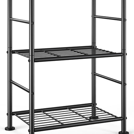 Sakugi Storage Shelves - 3 Tier Shelf Organizer, Sturdy Metal Garage Shelving with Adjustable Leveling Feet, Space-Saving Shelves Organizer for Pantry, Laundry, Kitchen (18" x 12" x 30", Black)