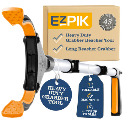 EZPIK Pro 43" Foldable Grabber Reacher Tool for Seniors - Grabbers for Elderly Reaching Tool Heavy Duty Pickup Trash Picker Upper Equipment - Claw Grabber Stick for Reaching Aids, Weed Gripper