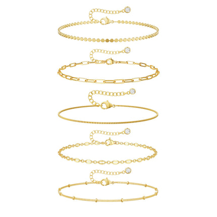 Dainty Gold Anklets for Women Waterproof