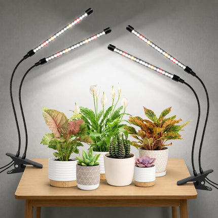 wolezek Grow Lights for Indoor Plants, 2 Pack 6000K LED White Plant Grow Lights Indoor, Full Spectrum Grow Lamp with Clip, Auto ON & Off Timer 6/12/16H, 3 Modes, 5-Level Dimmable Brightness