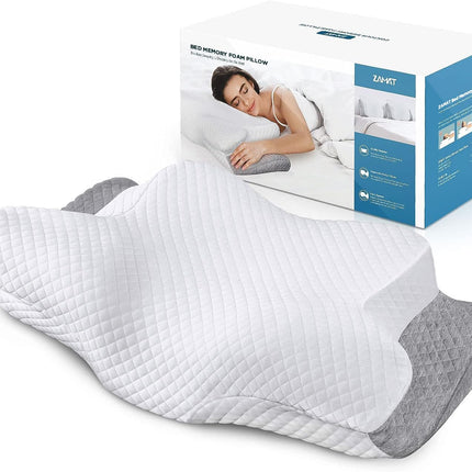 ZAMAT Adjustable Cervical Memory Foam Pillow, Odorless Neck Pillows for Pain Relief, Orthopedic Pillows for Sleeping with Cooling Pillowcase, Ergonomic Support Pillow for Stomach, Back, Side Sleeper