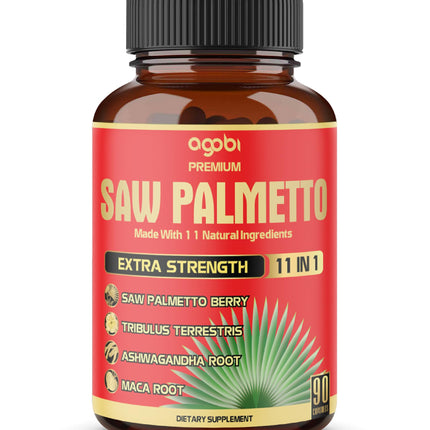 Premium Saw Palmetto Capsules - Combined with Ashwagandha, Turmeric, Tribulus, Maca, Green Tea, Ginger, Holy Basil & More - 90 Capsules 3-Month Supply