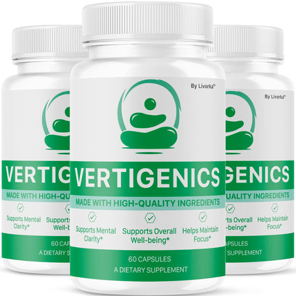LIVORKA (3 Pack) Vertigenics Supplement Capsules, 180 Capsules for 3 Months