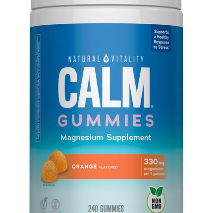 Natural Vitality Calm Magnesium Gummies | 330mg Per Serving | Orange Flavored Supplement | Gluten-Free & Vegan | 240 Count
