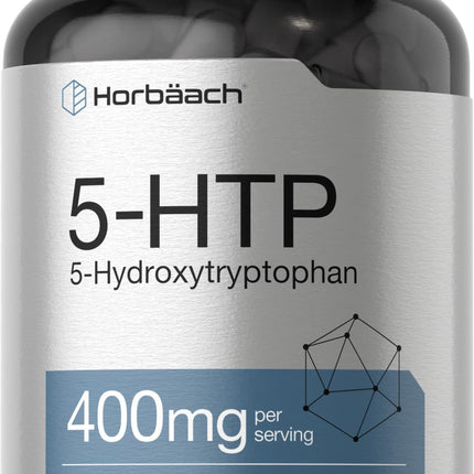 Horbäach 5HTP 400mg Capsules | 120 Count | Extra Strength Supplement | Non-GMO, Gluten Free | 5 Hydroxytryptophan