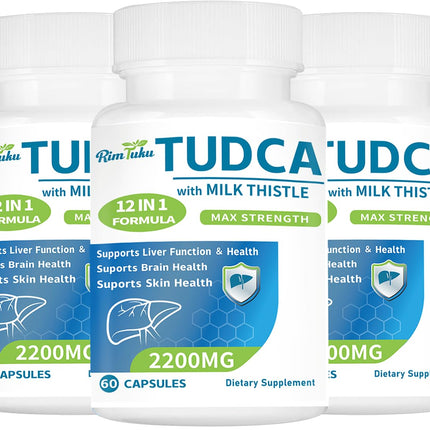 RimTuku 2200MG TUDCA Milk Thistle Supplement 12-in-1 Formula, TUDCA+Milk Thistle, TUDCA Supplement Bile Salts, Liver Detox & Repair Support, Antioxidant Support, 180 Capsules