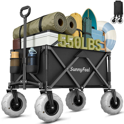 SUNNYFEEL 550LBS Beach Wagon with Big Wheels for Sand - 200L Heavy Duty
