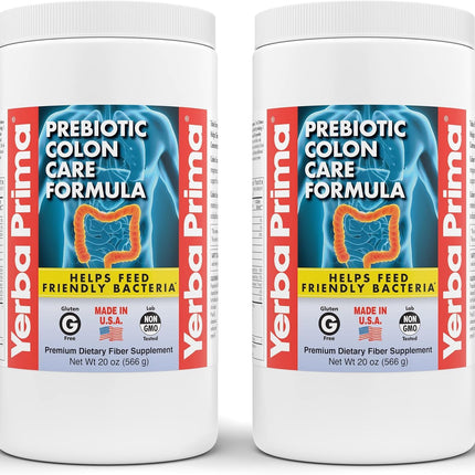 Yerba Prima Prebiotic Colon Care Formula, 20 oz Powder with FOS - Natural Psyllium Fiber, Magnesium, Selenium - Non-GMO, Gluten Free, Vegan Daily Supplement - for Men & Women (2)