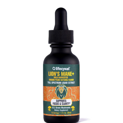 Life Cykel - Lion's Mane Mushroom Extract with Kakadu Plum - Brain Booster Nootropic for Memory, Focus & REM Sleep - Non-GMO, Organic Mushroom Tincture - 1 Fl Oz (15 Servings)