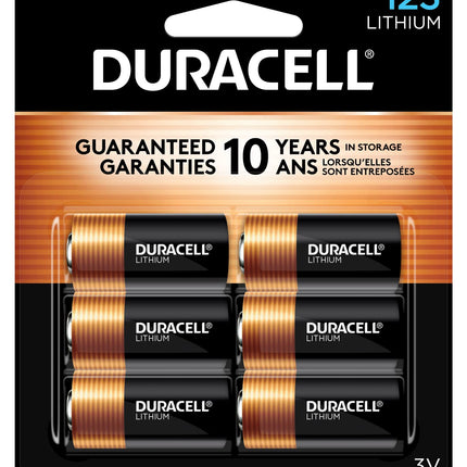 Duracell CR123A 3V Lithium Battery, 6 Count (Pack of 1), 3 Volt High Power for Home Safety, Security Devices, Flashlights, Smoke Alarms, Home Automation
