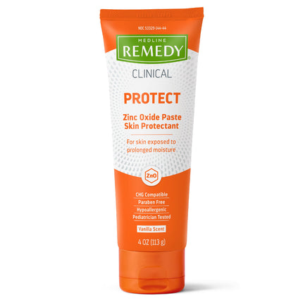 Medline Remedy Clinical Zinc Oxide Paste Skin Protectant (4 oz Tube), Vanilla Scent, Diaper Rash Cream, Incontinence Care, Wetness Protection, Paraben Free, Hypoallergenic, Adults, Children