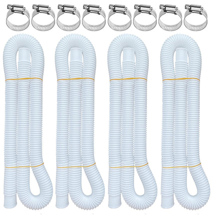 Pool Hoses for Above Ground Pools, 4 Pack 1.25 x 59 Inch Pool Filter Pump Hoses, 1 1/4 Pool Hoses Compatible with Intex Pool Filter Pump 607, 637 With 8 Metal Clamps(4)