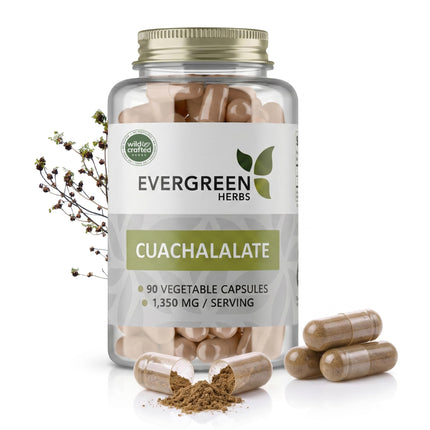 Evergreen Herbs Cuachalalate Capsules - 90 Vegetable Capsules, 1350 mg Per Serving, Wildcrafted Mexican Herbal Supplement for Digestive & Skin Support, No Fillers, Binders, or Additives