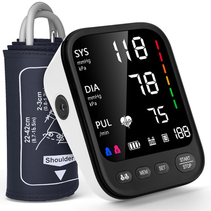 Blood Pressure Machine, Automatic Upper Arm Blood Pressure Monitor with 2x199 Readout, 4.5 Inch Backlit Large Screen Adjustable Large Cuff 9 to 17 Inches - Arrhythmia and Home Hypertension Detector