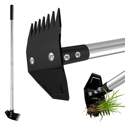 ATLRGISL Weed Puller Tool with Long Handle, Manual Weed Remover Tool, 2 in 1 Weed Rake&Grabber and Garden Hoe, Dandelion Gardenia Heavy Duty Uprooting Tool for Yard, Lawn and Garden, 58Inch